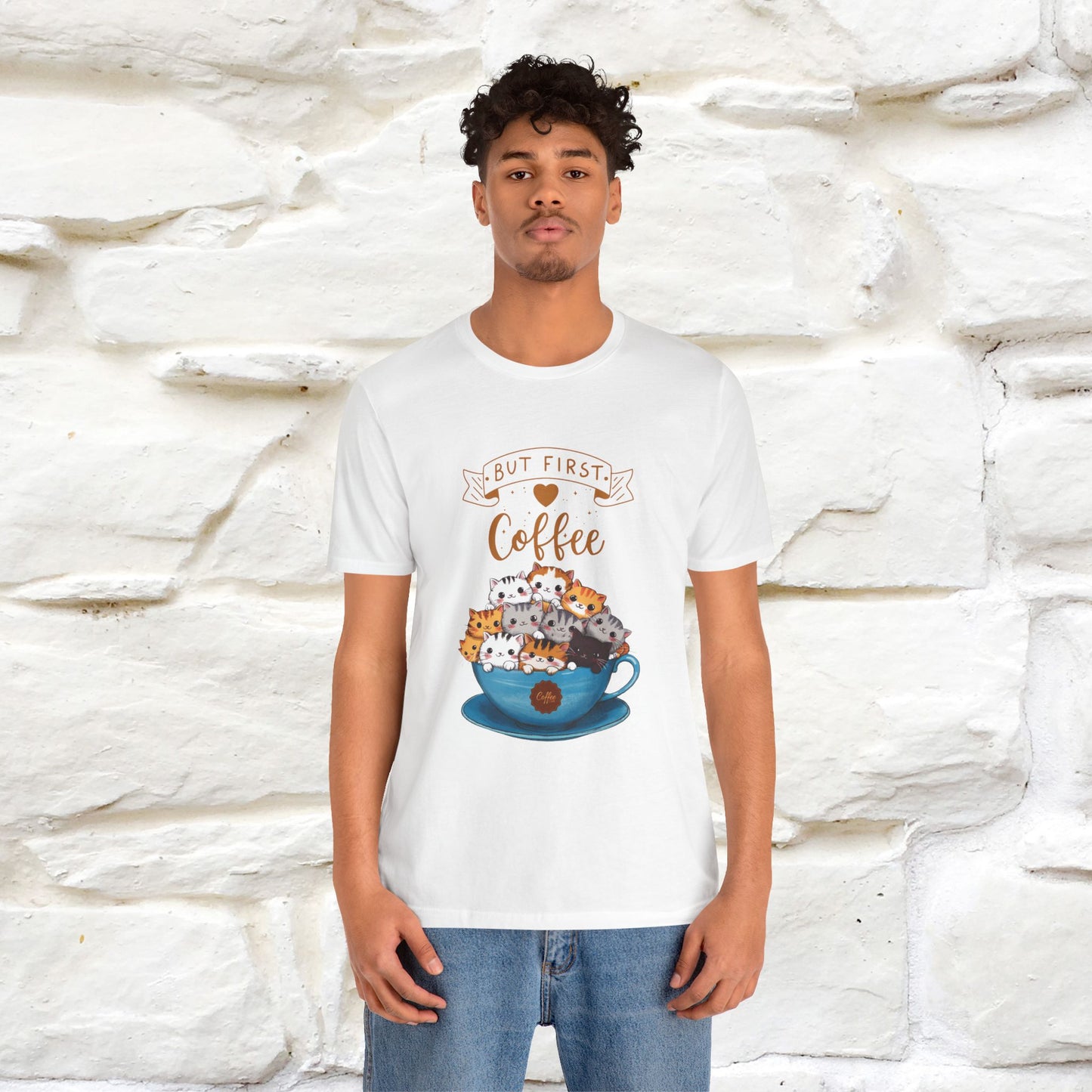 "But First, Coffee Time" Cat T-Shirt for Men & Women | 100% Cotton*