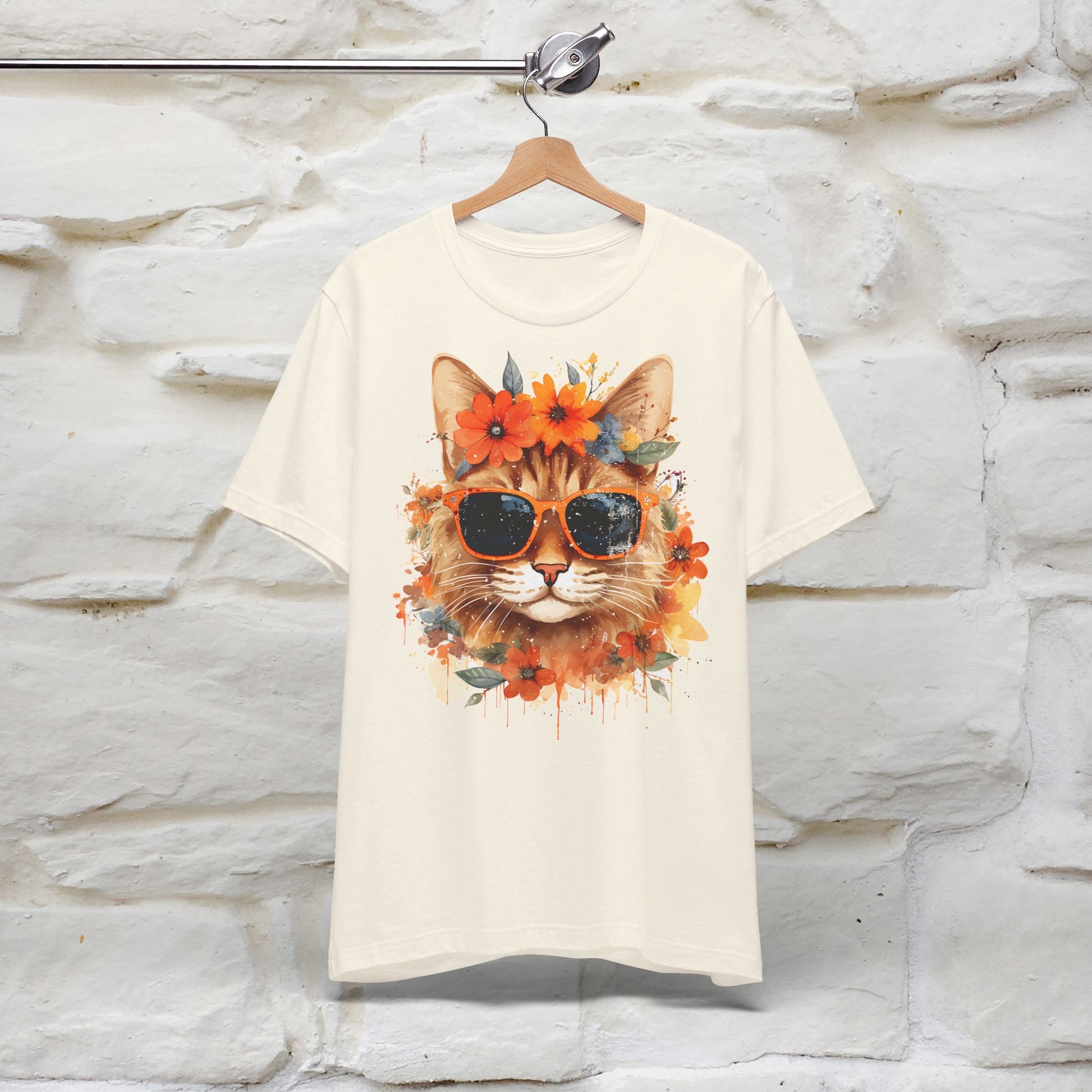 "Cool Cat in Bloom" T-shirt for Women 100% Cotton* - Nunu&Miao Studio