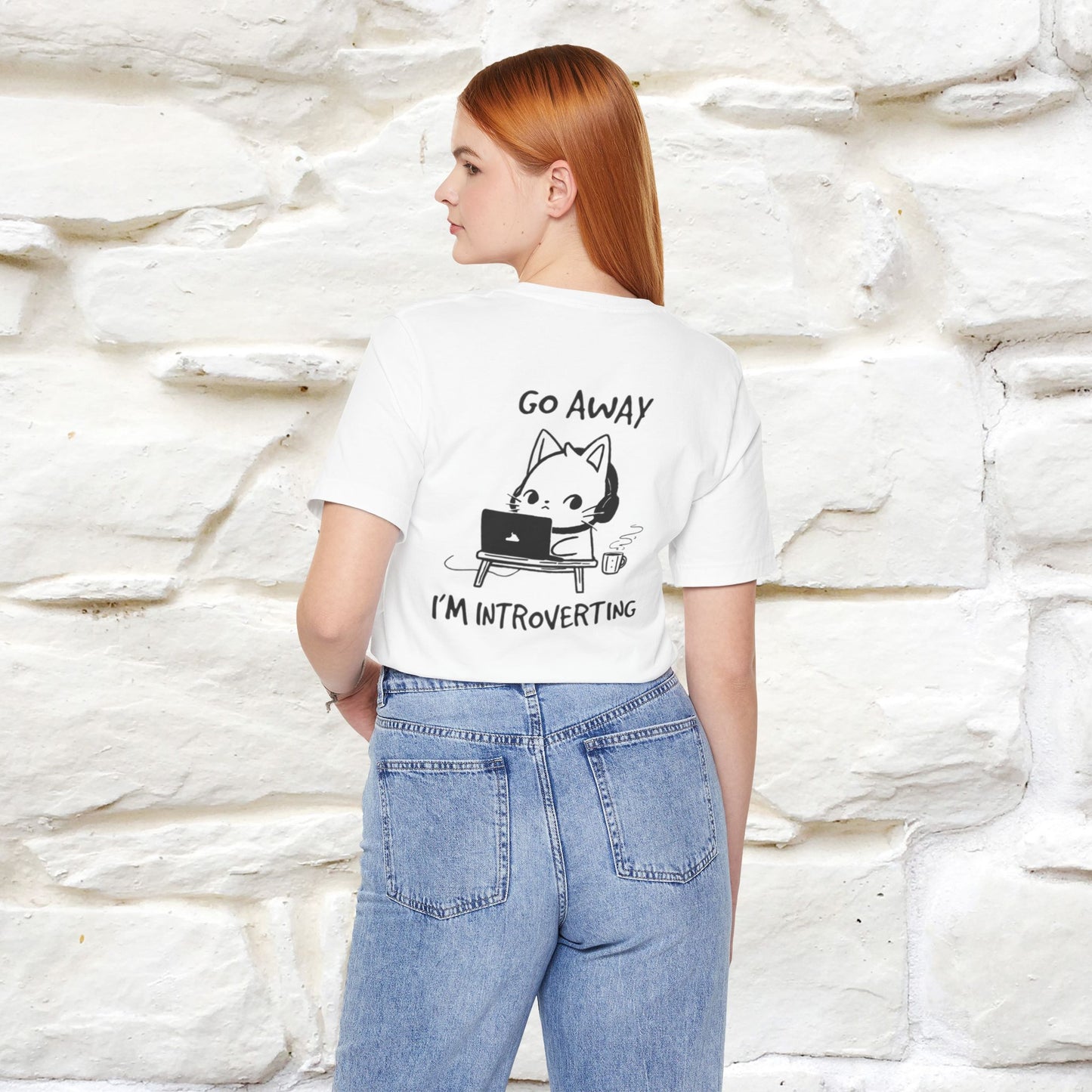 Go Away, I’m Introverting Cat T-Shirt | Unisex Front & Back Design | 100% Cotton*