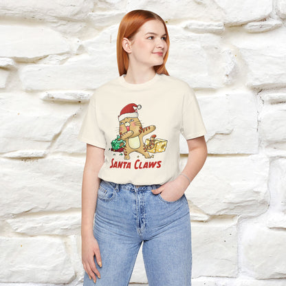 “Funny Santa Claws T-Shirt | Festive Cat Christmas Shirt for Men & Women | 100% Cotton*”