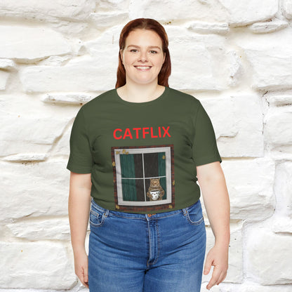 "Catflix" Cat T-shirt for Men & Women| 100% Cotton* 🐾