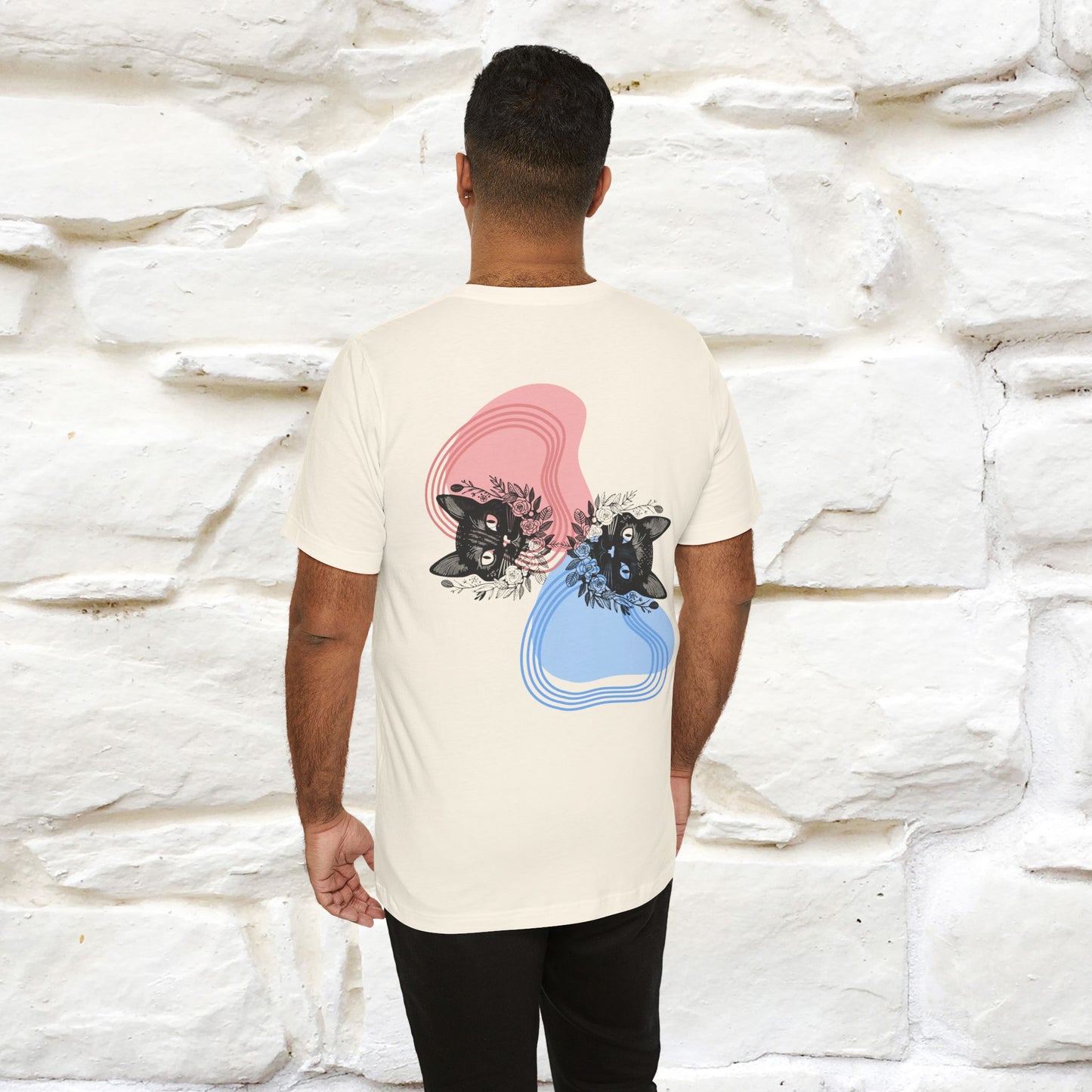 "Pink and Blu" Cat T-Shirt for Men & Women | Front & Back Design | 100% Cotton* 🐾