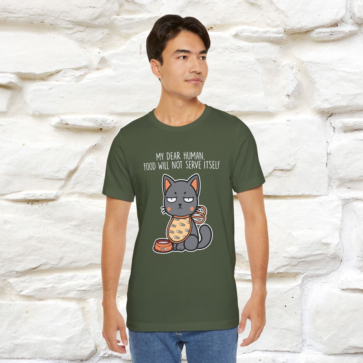 "Dear Human, Food Will Not Serve Itself" Funny Cat T-Shirt for Men & Women | 100% Cotton* 🐾