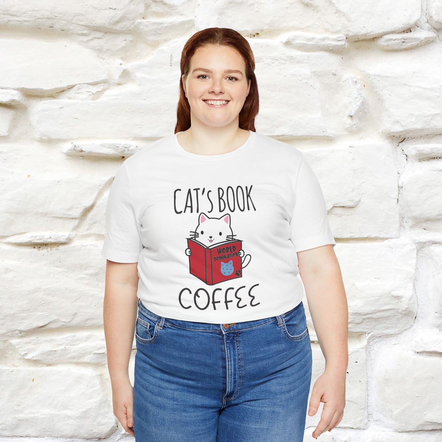 "Cat's Book Coffee" Cat T-Shirt for Men & Women | 100% Cotton* | Cozy Vibes for Book & Cat Lovers