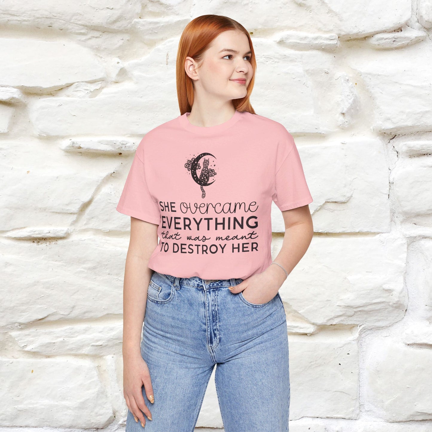 ''She Overcome Everything That Was Meant To Destory Her'' T-shirt for Women 100% Cotton* - Nunu&Miao Studio