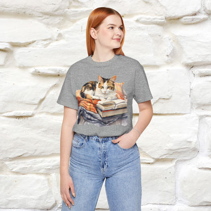 "Literary Catnap" T-shirt for Men and Women 100% Cotton.