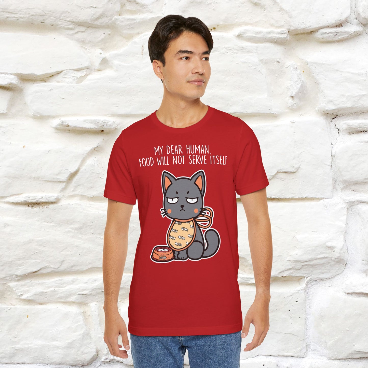 "Dear Human, Food Will Not Serve Itself" Funny Cat T-Shirt for Men & Women | 100% Cotton* 🐾