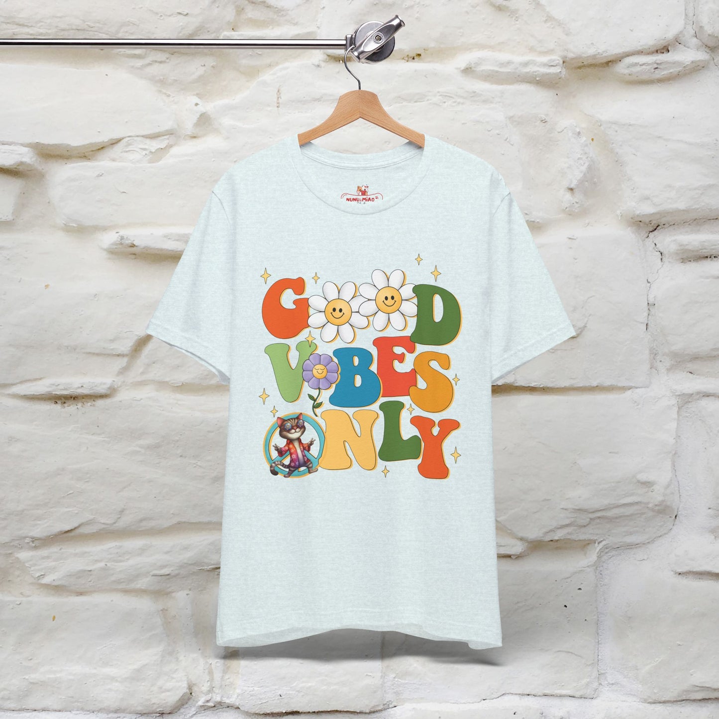 Good Vibes Only Cat T-Shirt for Men & Women | 100% Cotton* Positive Cat Lover Tee