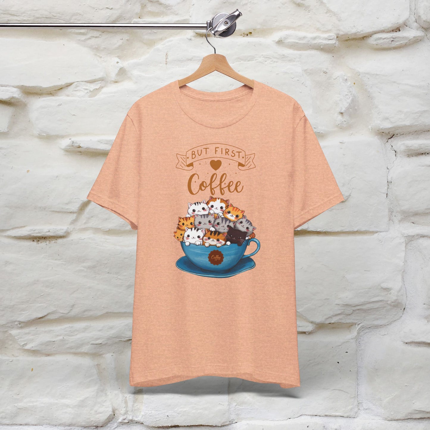 ''But First Coffe Time'' Cat T-shirt for Women 100% Cotton* - Nunu&Miao Studio