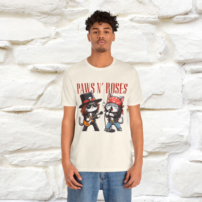 Paws N' Roses T-Shirt | Rock-Inspired Cat Lover  | Nunu&Miao Studio - Nunu&Miao Studio
