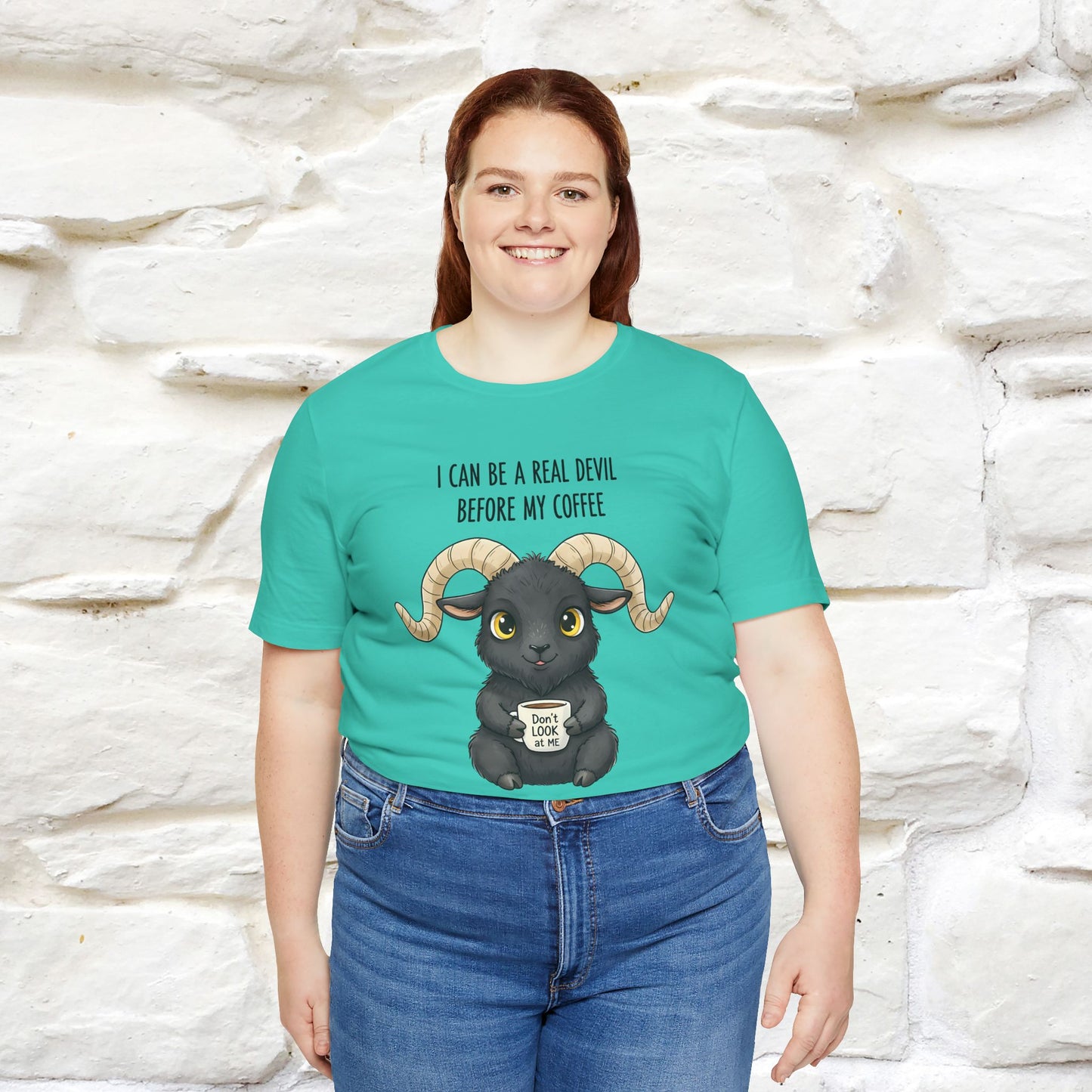 "I Can Be a Real Devil Before My Coffe" Funny T-shirt |Nunu&Miao Studio