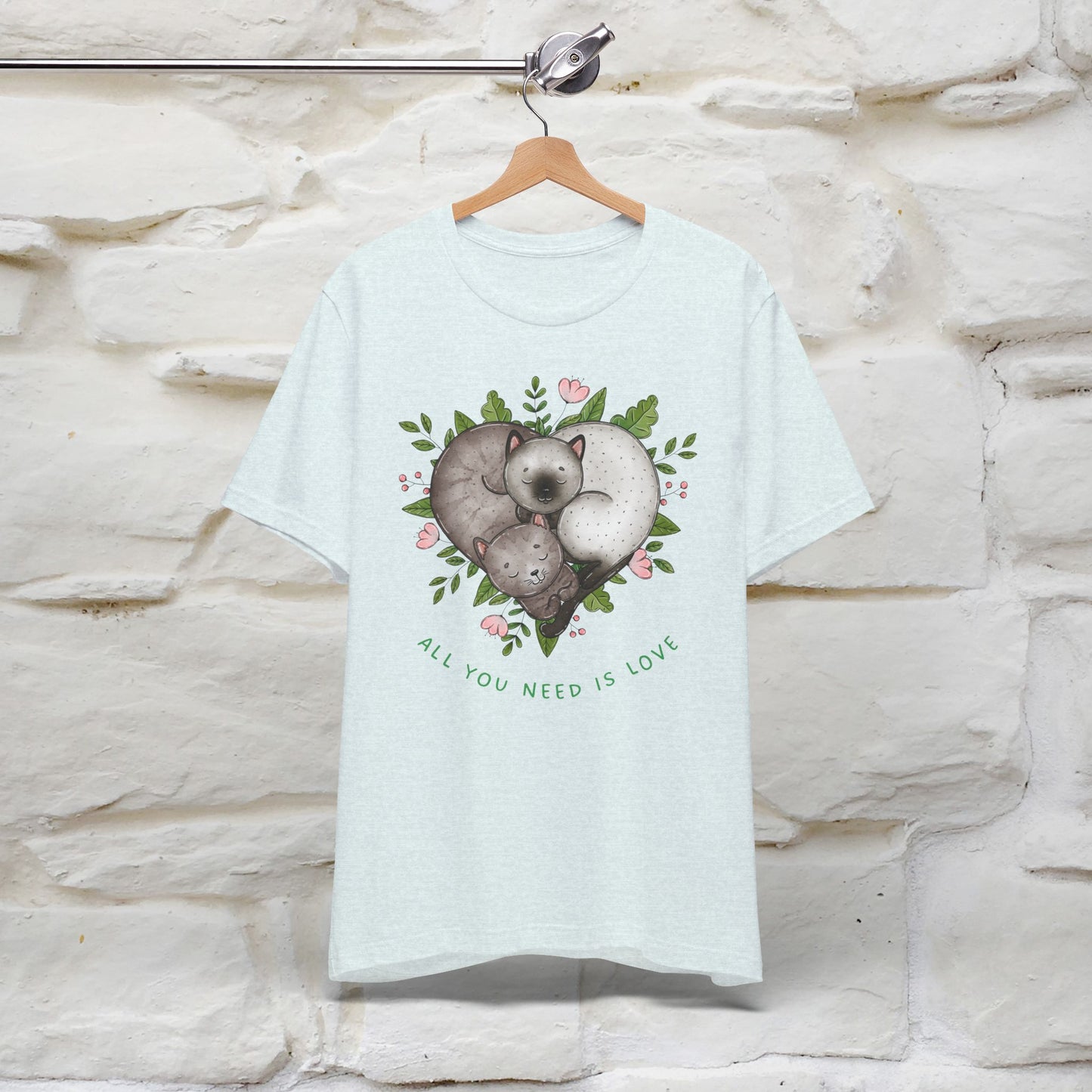 "All You Need Is Love" Cat T-Shirt | 100% Cotton* | Adorable Cat Apparel for Men & Women