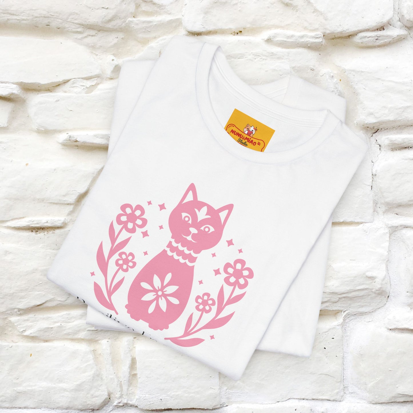 "Positive Energy'' Cat T-Shirt Front and Back Design | Nunu&Miao Studio