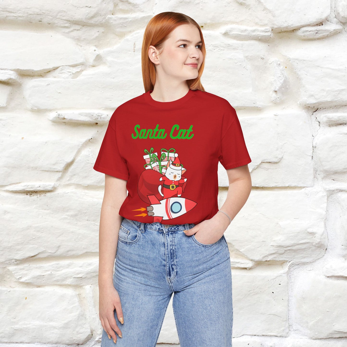 Santa Cat Christmas T-Shirt | Cat Lover Holiday Tee for Men & Women – 100% Cotton* | Meowy Christmas Collection