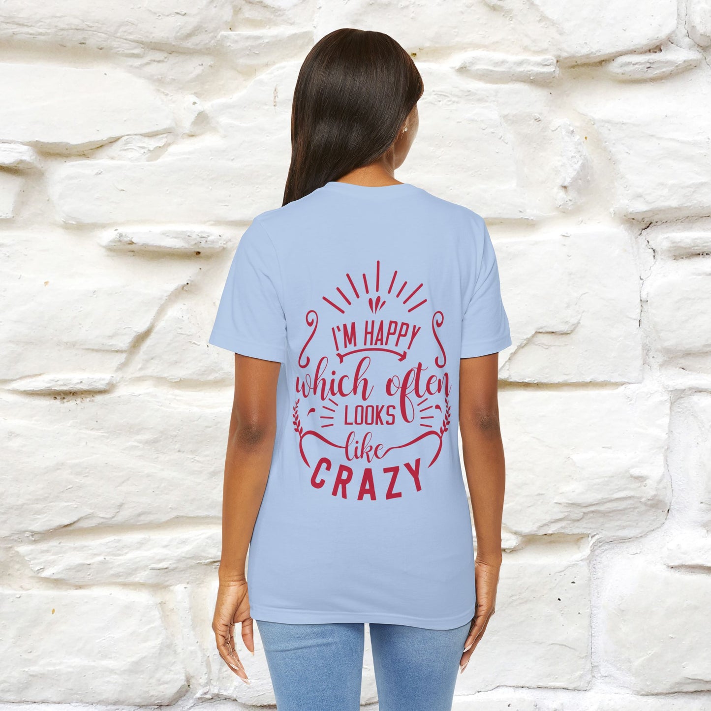 "I’m Happy, Which Often Looks Like Crazy" Cat T-Shirt| Front & Back Design | Nunu&Miao Studio