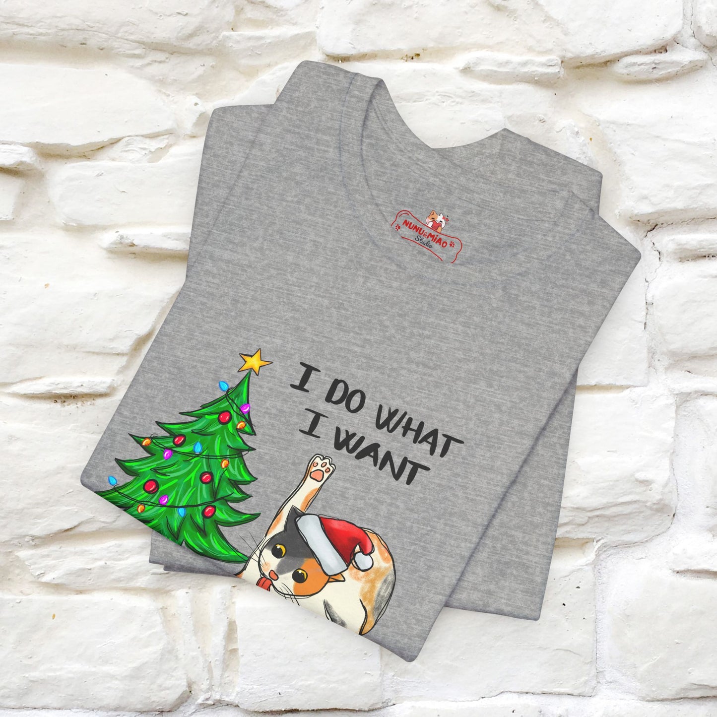 I Do What I want Funny T-Shirt | Festive Cat Christmas Shirt for Men & Women | 100% Cotton*