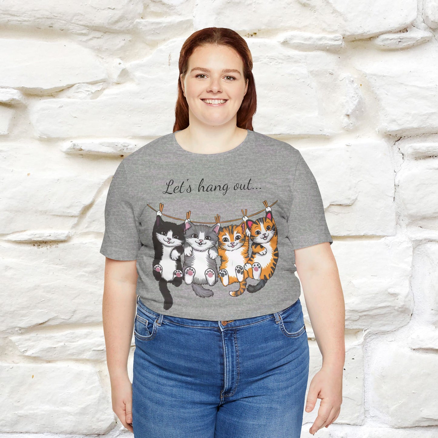 ''Let's Hang Out'' Cat T-shirt for Women 100% Cotton* - Nunu&Miao Studio