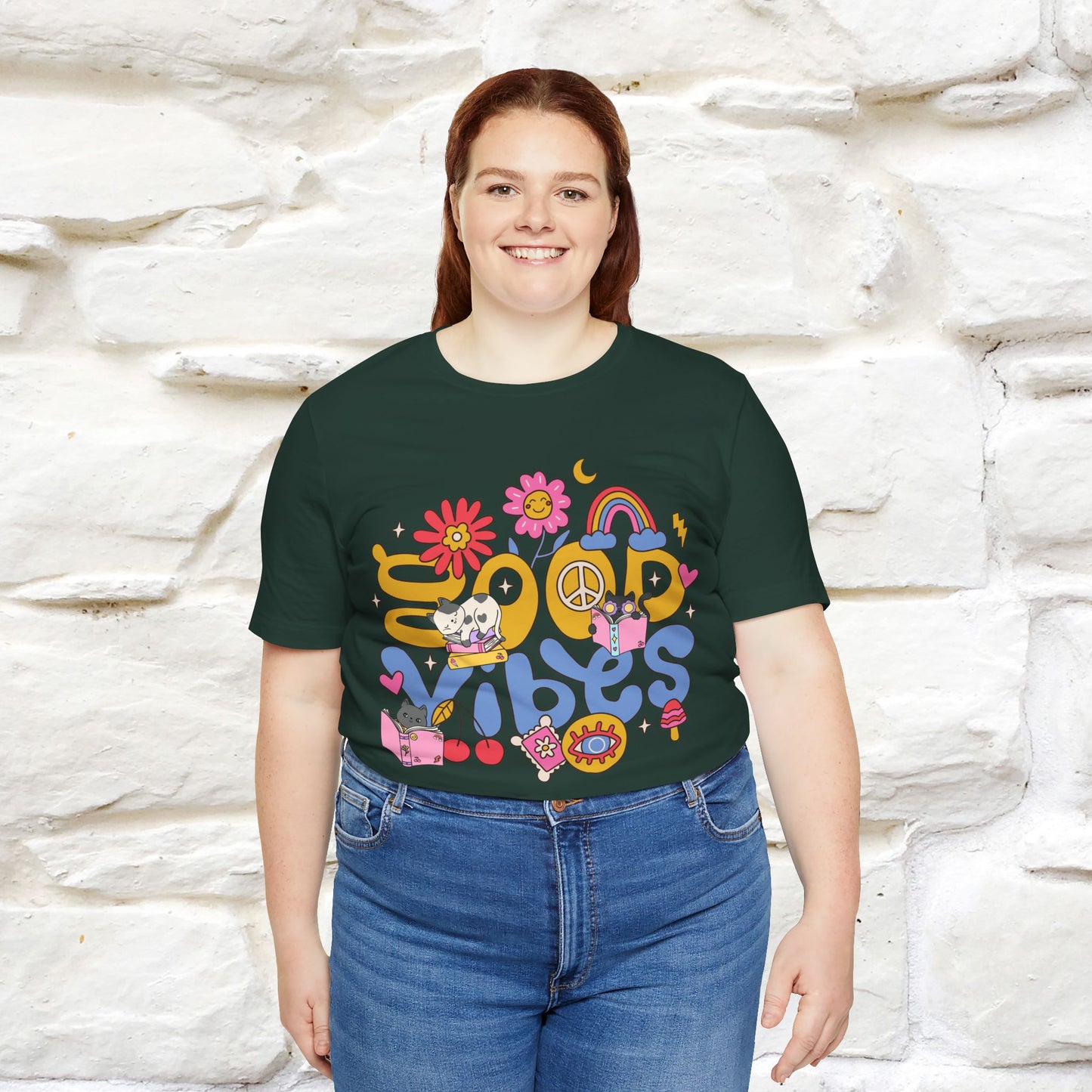 ''Good Vibes'  Cat T-shirt for Women 100% Cotton*