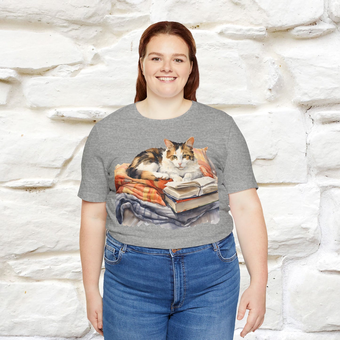 "Literary Catnap" T-shirt for Men and Women 100% Cotton.