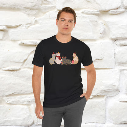 “Cat Family Christmas T-Shirt | Festive Cat Shirt for Men & Women | 100% Cotton”