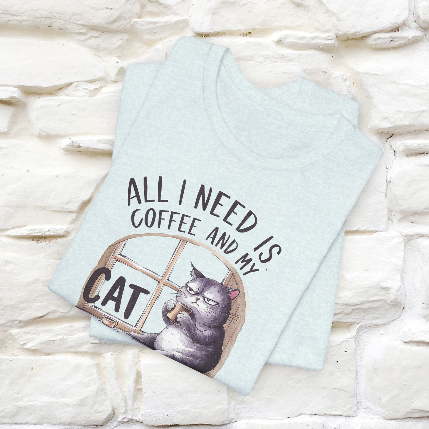 All I Need Is Coffee and My Cat, It's Too Peopley Outside T-Shirt | Funny Cat Shirt for Men & Women | 100% Cotton*