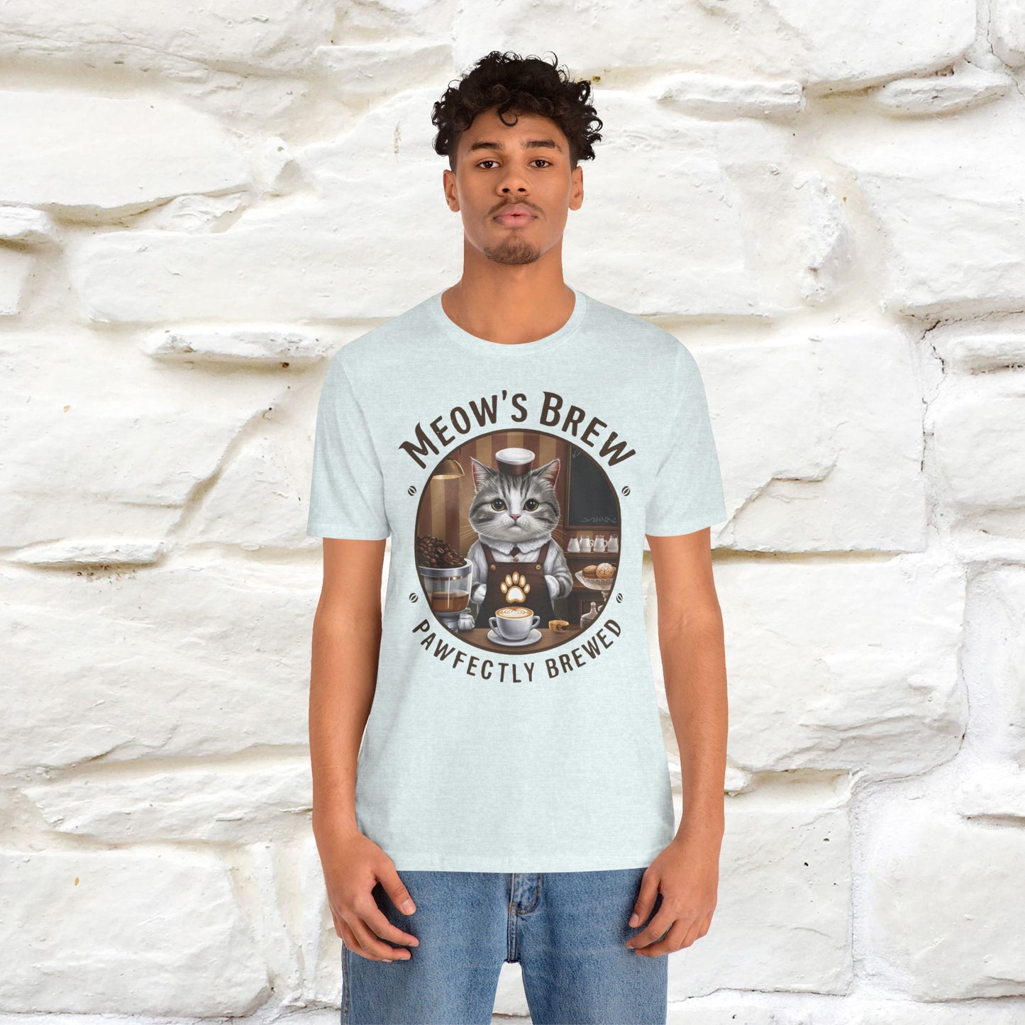 Meow's Brew, Perfectly Brewed Cat T-Shirt for Men & Women | 100% Cotton* Coffee Lover Tee