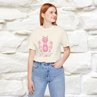 "Positive Energy'' Cat T-Shirt Front and Back Design | Nunu&Miao Studio