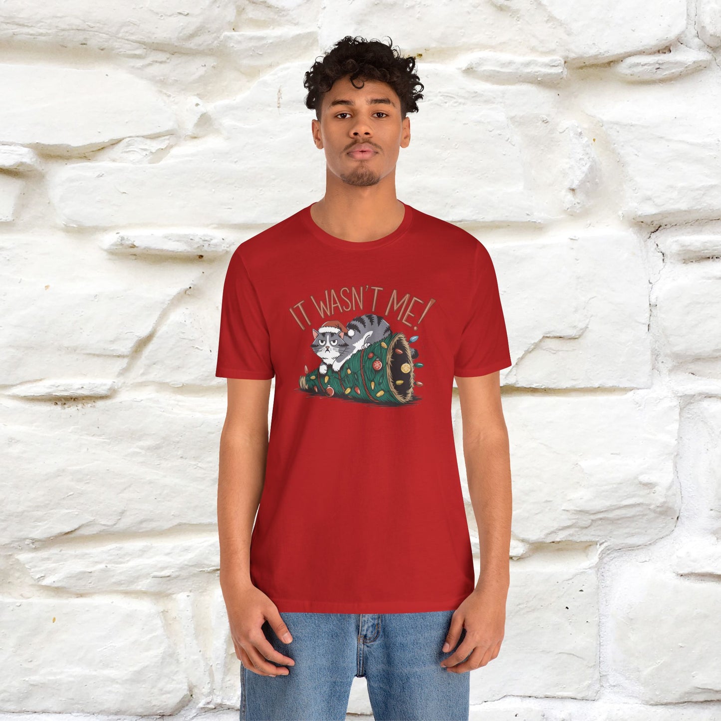 It Wasn't Me Christmas T-Shirt | Festive Cat Christmas Shirt for Men & Women | 100% Cotton*