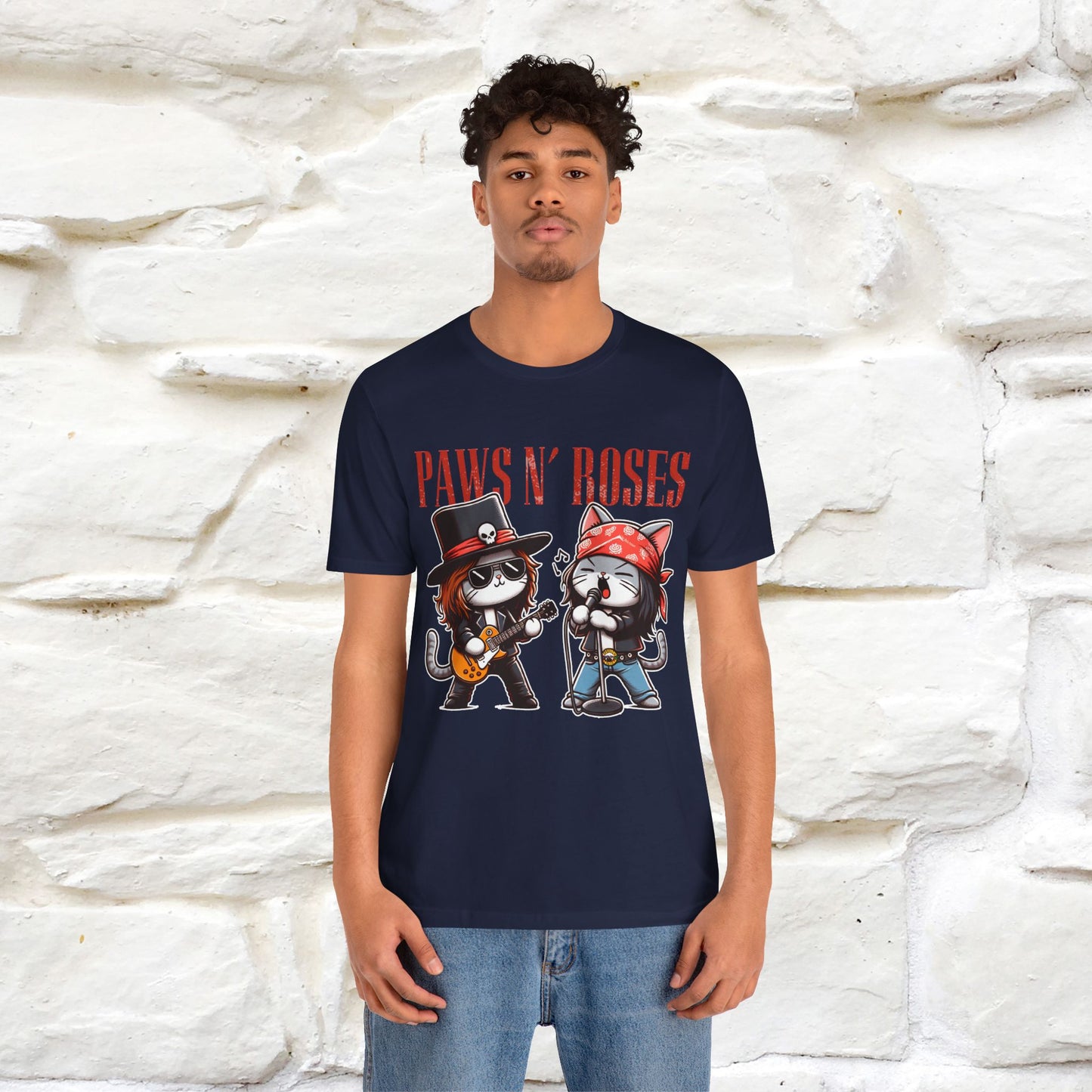 Paws N' Roses T-Shirt | Rock-Inspired Cat Lover  | Nunu&Miao Studio - Nunu&Miao Studio
