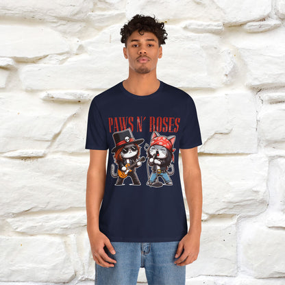 Paws N' Roses T-Shirt | Rock-Inspired Cat Lover  | Nunu&Miao Studio - Nunu&Miao Studio