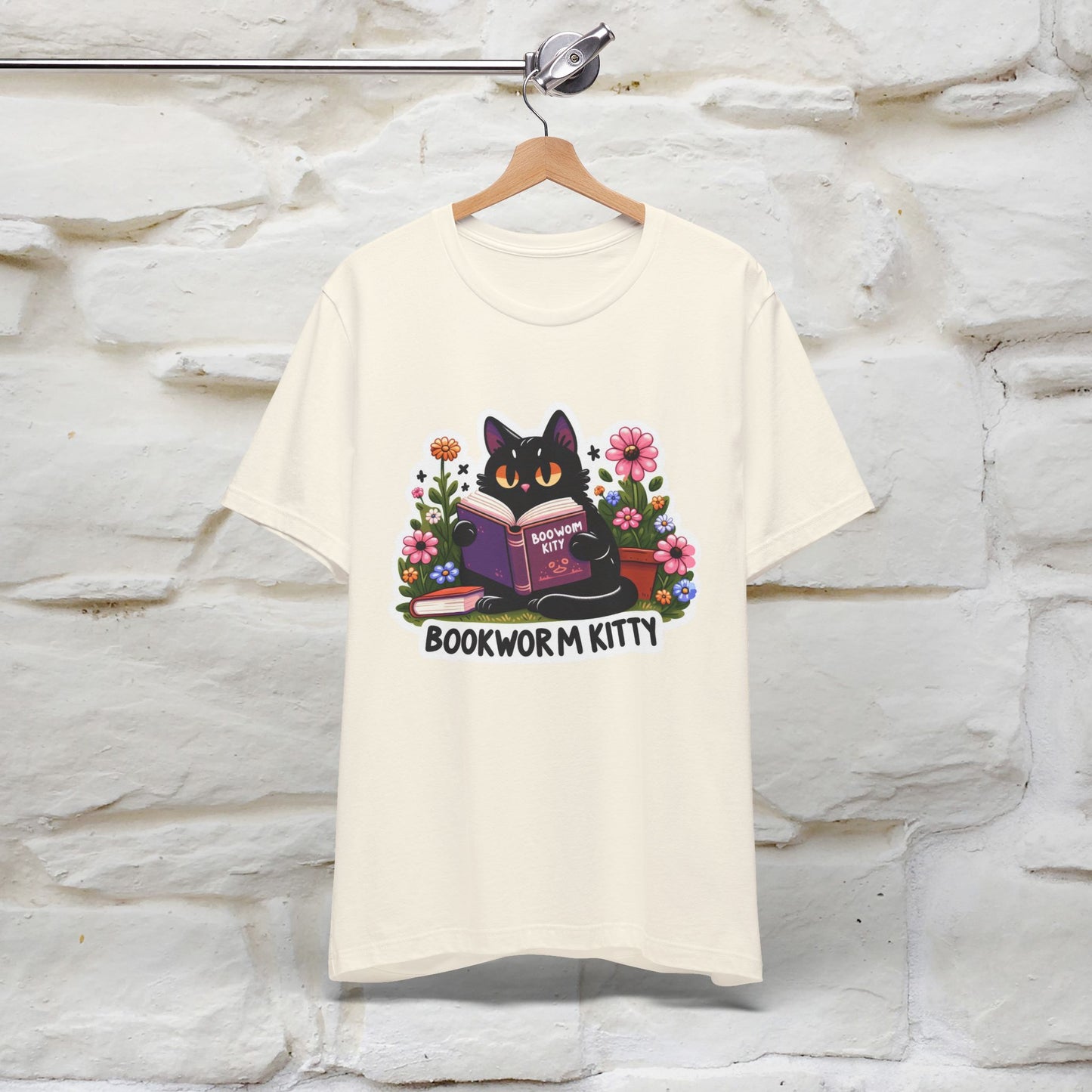 "Bookworm Kitty" Cat T-Shirt for Women | 100% Cotton* | Book Lover Tee