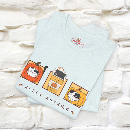 "Hello Autumn" Cat T-Shirt for Men & Women | 100% Cotton* | Seasonal Feline Fashion