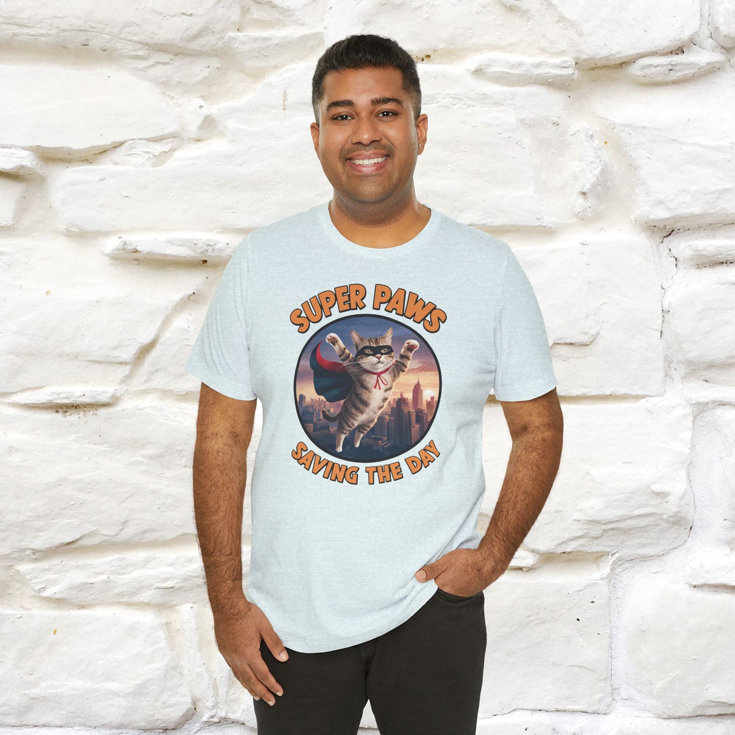 "Super Paws Saving The Day" Cat T-Shirt for Men & Women | 100% Cotton*