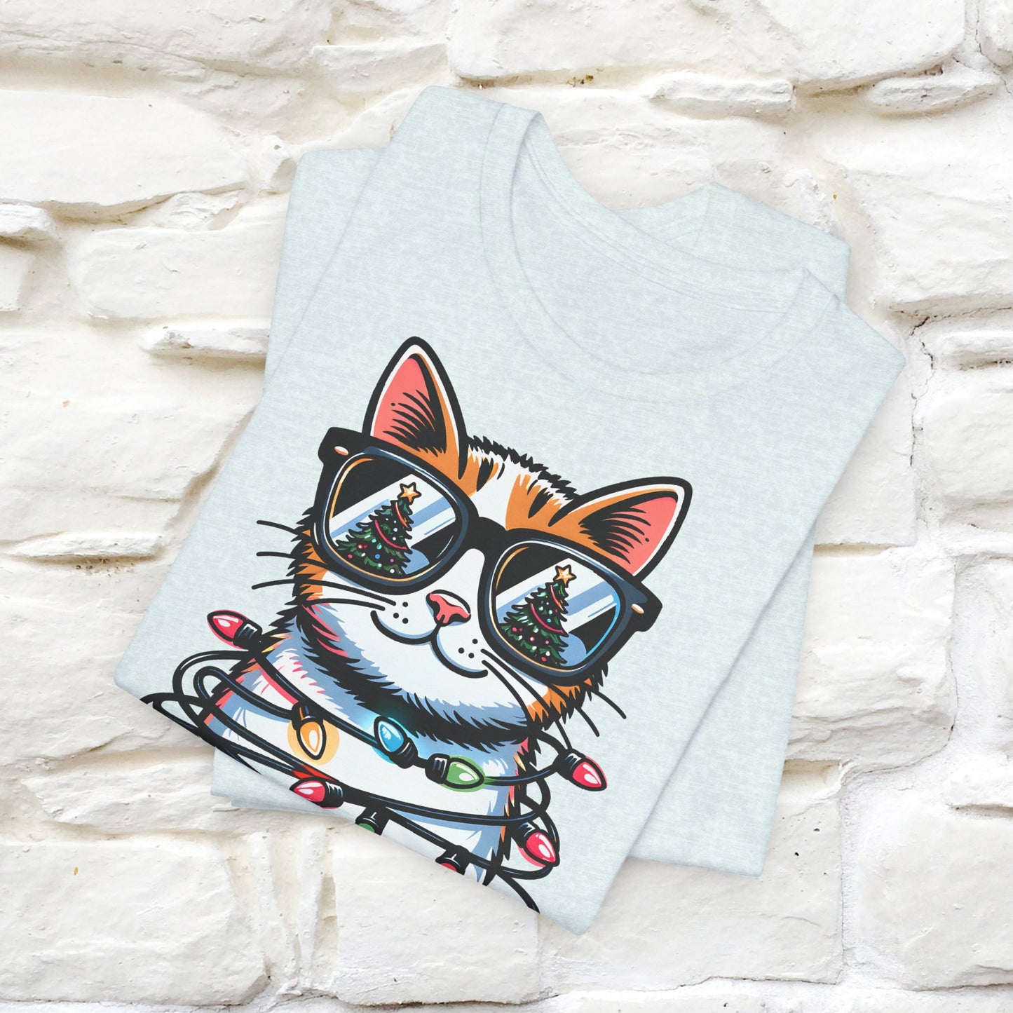 Meowy Christmas T-Shirt | Festive Cat Christmas Shirt for Men & Women | 100% Cotton