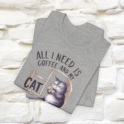 All I Need Is Coffee and My Cat, It's Too Peopley Outside T-Shirt | Funny Cat Shirt for Men & Women | 100% Cotton*