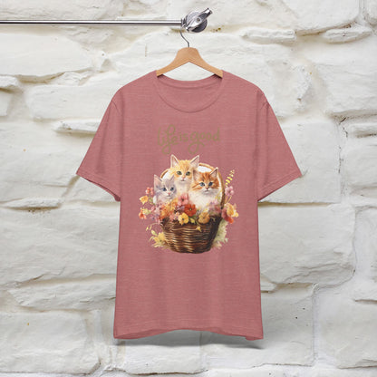 "Blossom Basket Kitten" T-shirt for Women 100% Cotton* - Nunu&Miao Studio