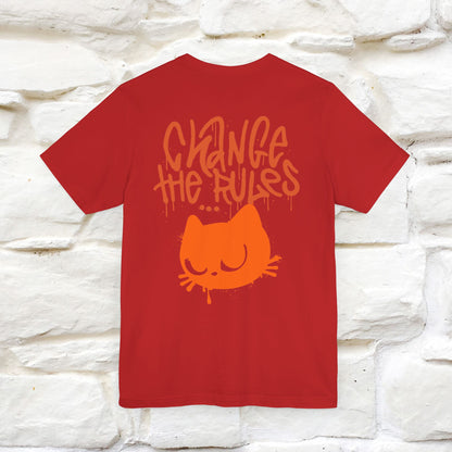 ''Change The Rules''  Cat T-shirt for Men Front And Back Design 100% Cotton*