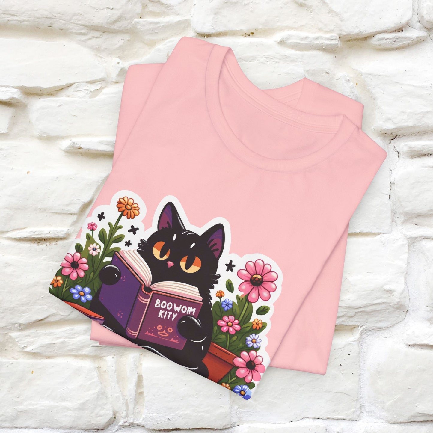 "Bookworm Kitty" Cat T-Shirt for Women | 100% Cotton* | Book Lover Tee