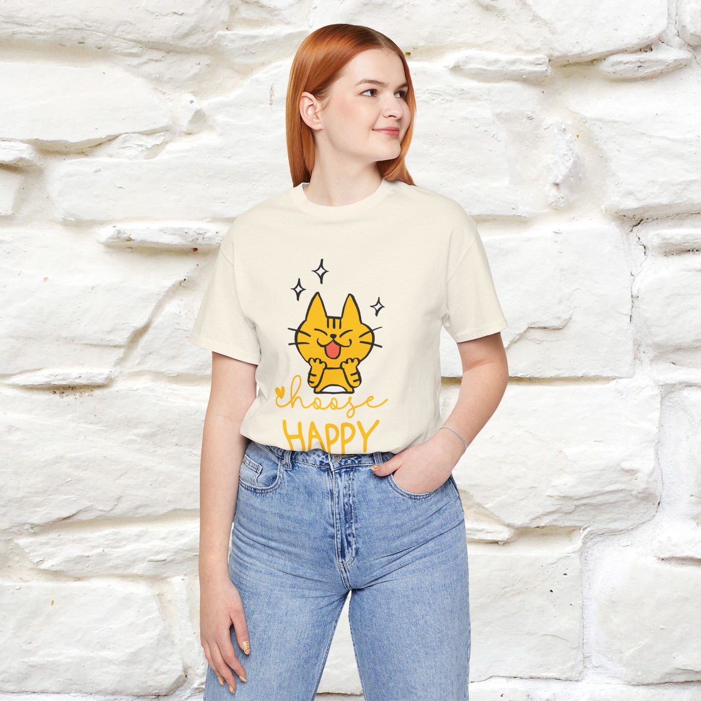 "Choose Happy" Cat T-Shirt for Men & Women | 100% Cotton* | Positive Tee 🐾