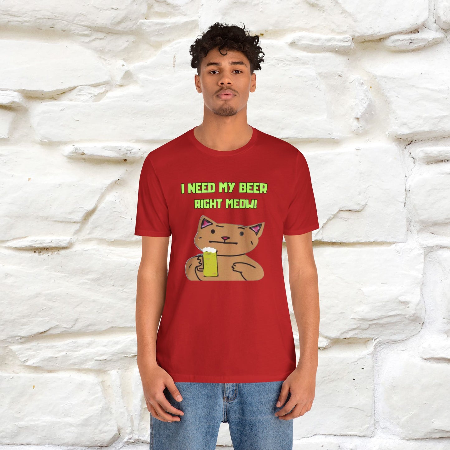 "I Need My Beer Right Meow!" Cat  T-shirt |Nunu&Miao Studio