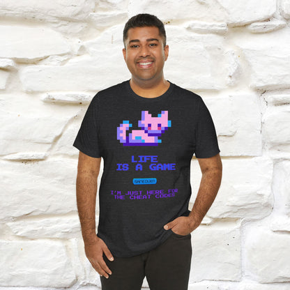 "Life Is A Game, I Am Just Here Fo The Cheat Code" Funny Cat T-Shirt for Men & Women | 100% Cotton*