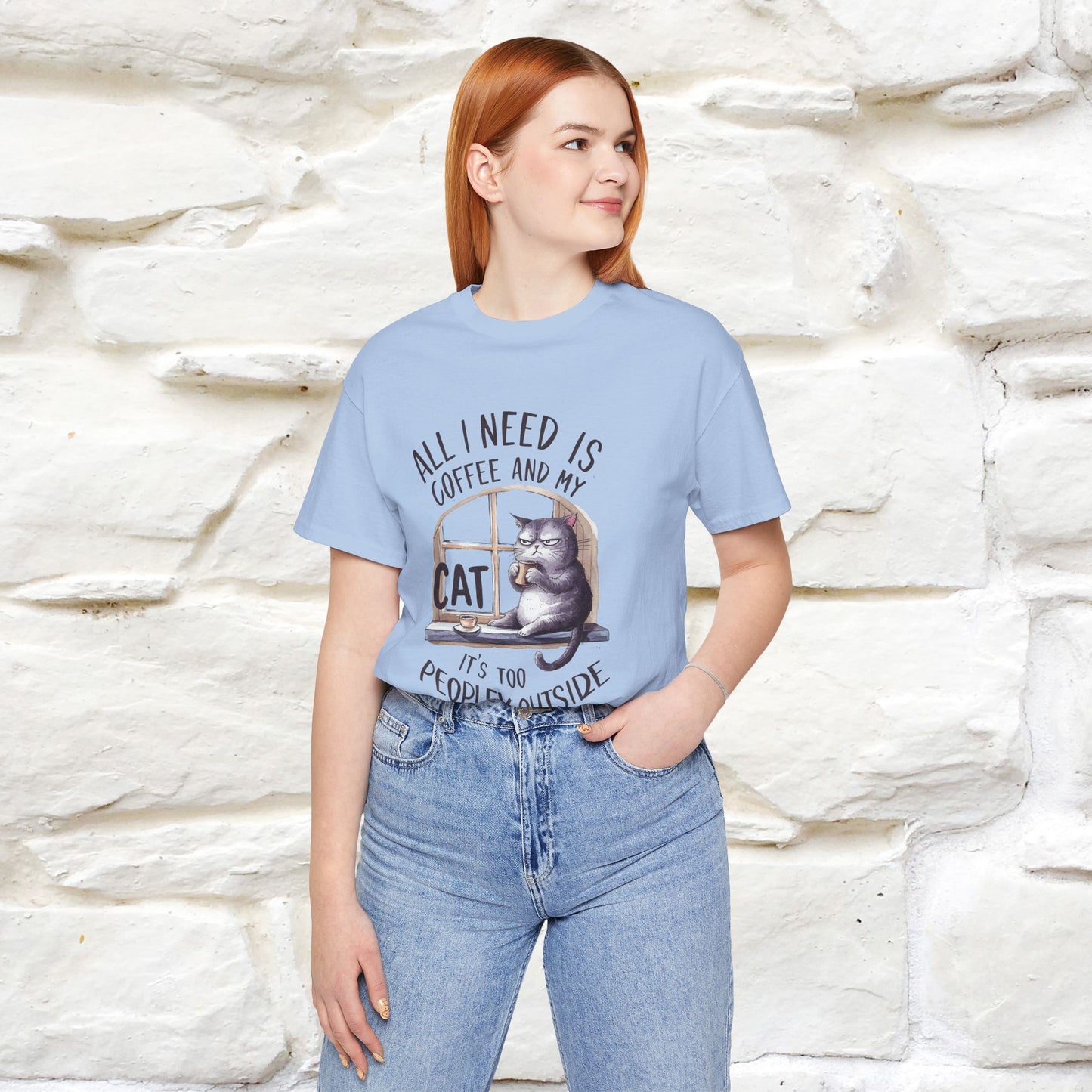 ''All I Need Is Coffee and My Cat, It's Too Peopley Outside''| Cat T-Shirt | Nunu&Miao Studio
