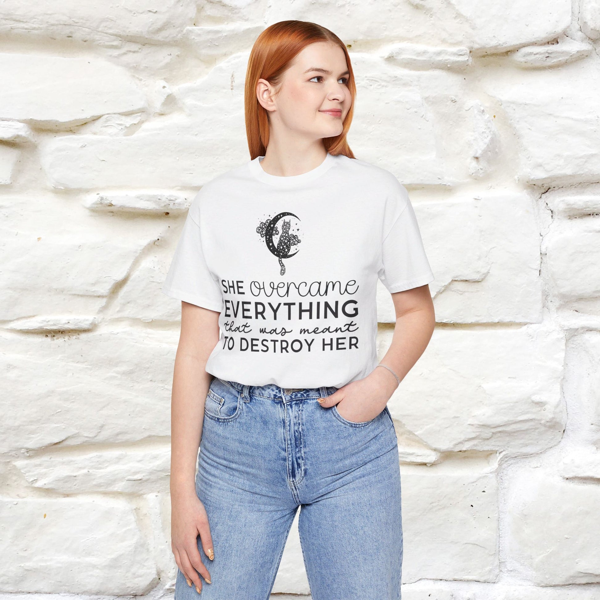 ''She Overcome Everything That Was Meant To Destory Her'' T-shirt for Women 100% Cotton* - Nunu&Miao Studio