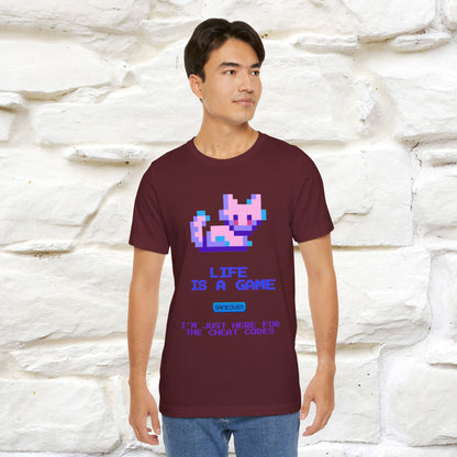 "Life Is A Game, I Am Just Here Fo The Cheat Code" Funny Cat T-Shirt for Men & Women | 100% Cotton* - Nunu&Miao Studio
