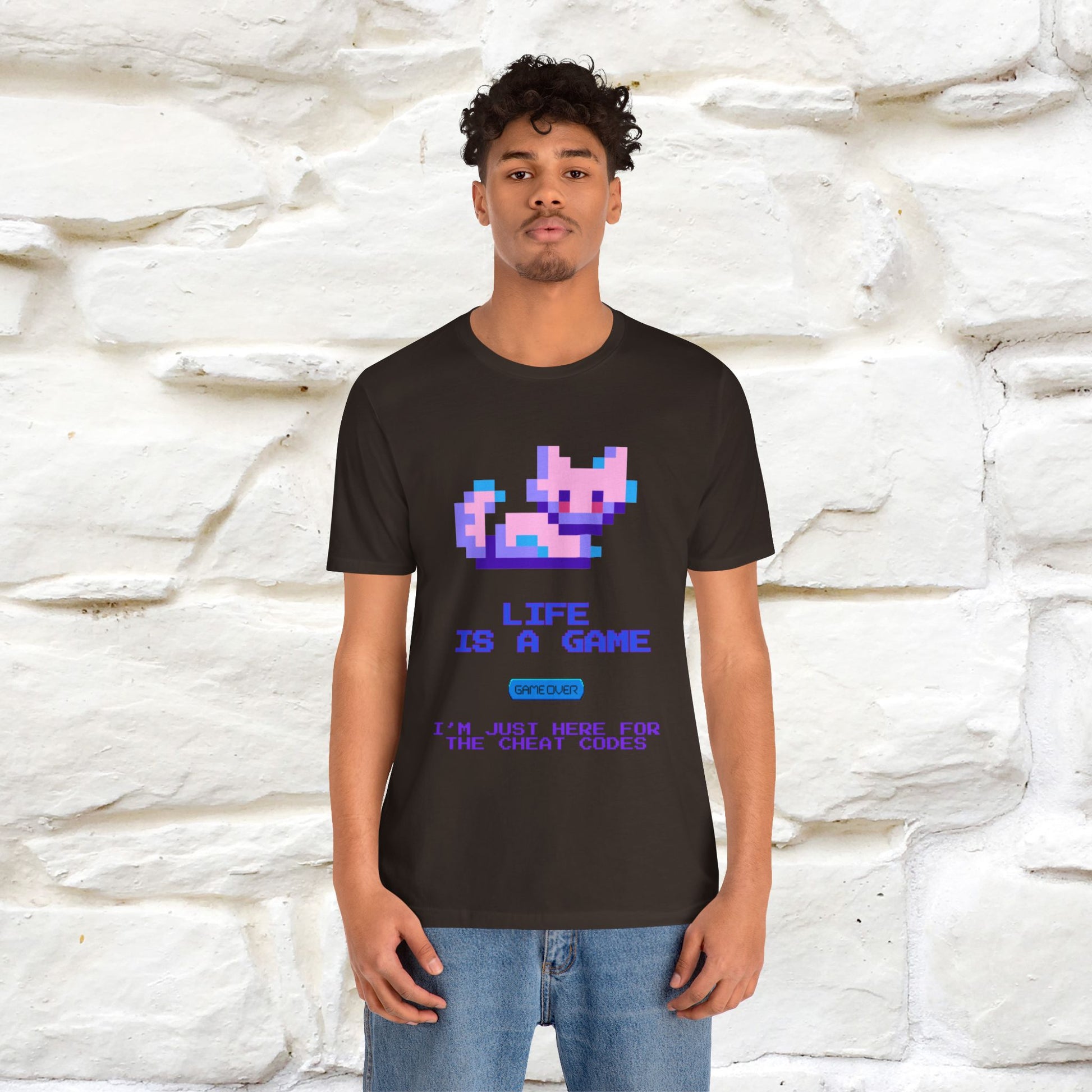 "Life Is A Game, I Am Just Here Fo The Cheat Code" Funny Cat T-Shirt for Men & Women | 100% Cotton* - Nunu&Miao Studio