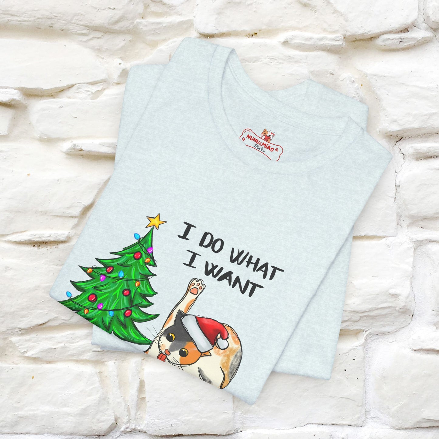 I Do What I want Funny T-Shirt | Festive Cat Christmas Shirt for Men & Women | 100% Cotton*