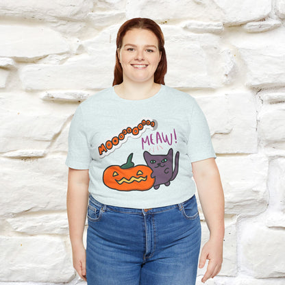 ''Mooooo Meaw'' Halloween Unisex Cat T-shirt 100% Cotton*