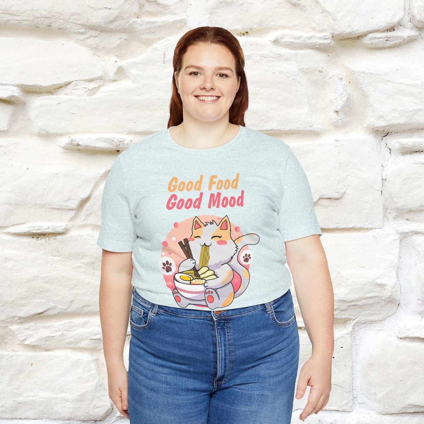 "Good Food Good Mood" Cat T-shirt for Men & Women | 100% Cotton*