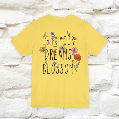 "Let Your Dreams Blossom'' Cat T-Shirt Front and Back Design | Nunu&Miao Studio