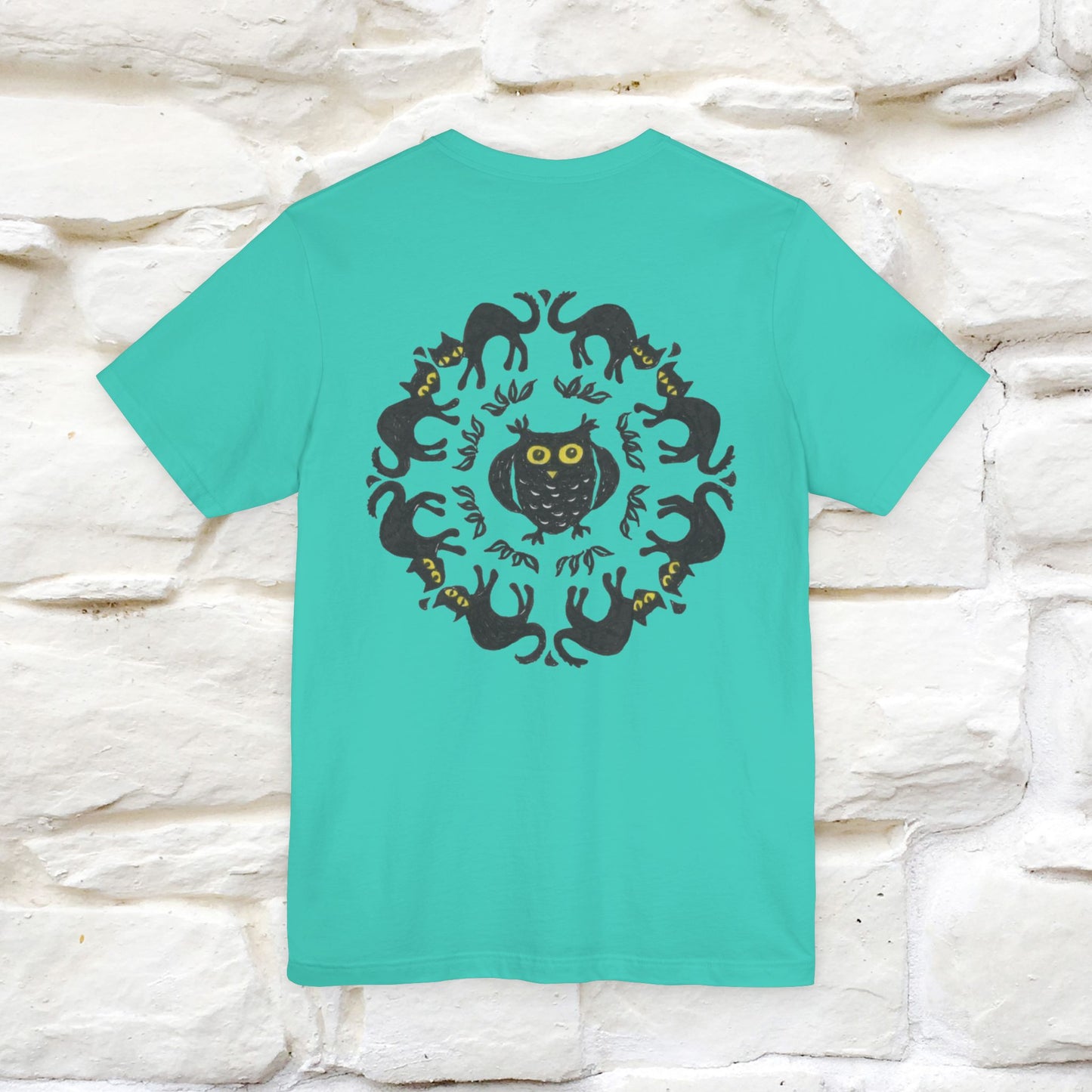 ''Black Cat Circle'' Cat T-Shirt Front and Back Design | Nunu&Miao Studio